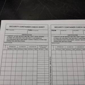 2x US Government Secret Document Container Check Sheet | FREE US Shipping