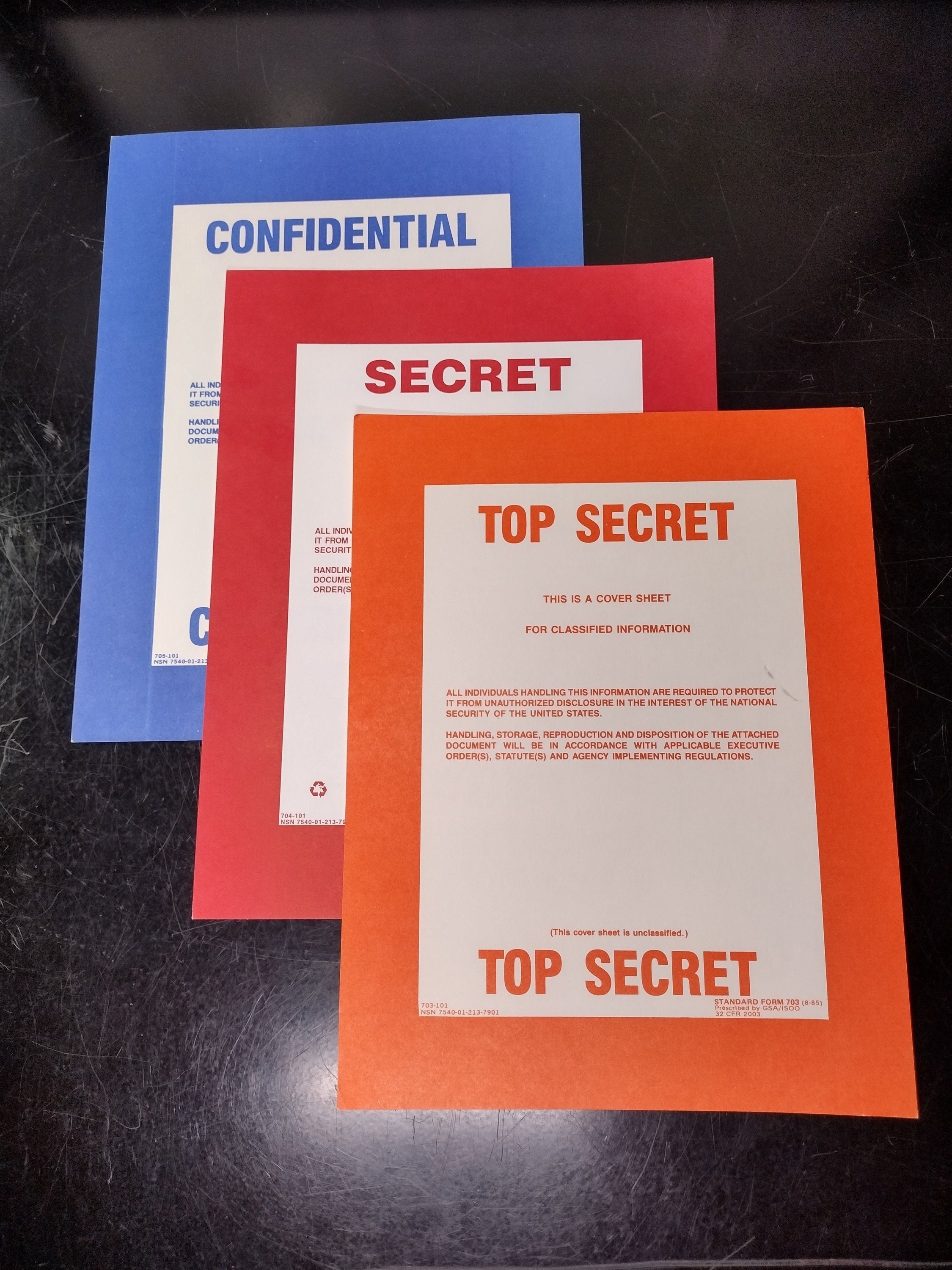 3x Us Government Top Secret Document Cover Sheets Free Us Etsy