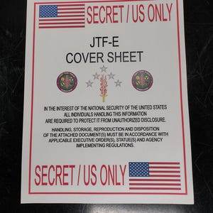 US Government Secret National Security Document Heavy Paper Cover Sheet Sign | FREE US Shipping