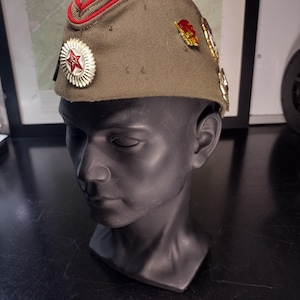 Soviet Russian Hat with Pins and Patches (Size 57?) 1991 | Soviet surplus Russian surplus russia military surplus