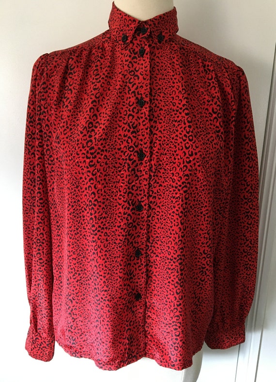 BEAUJOLAIS Vintage 80's Red & Black Leopard Print… - image 1