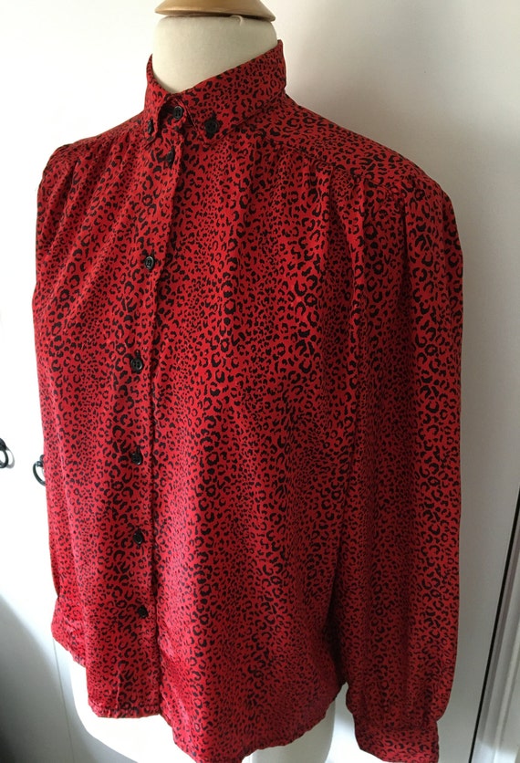 BEAUJOLAIS Vintage 80's Red & Black Leopard Print… - image 2