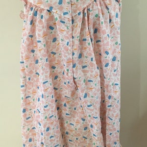 VINTAGE Women&#39;s Frilly Sleeveless Abstract Poly Cotton Summer Nightie Nightgown 10 12