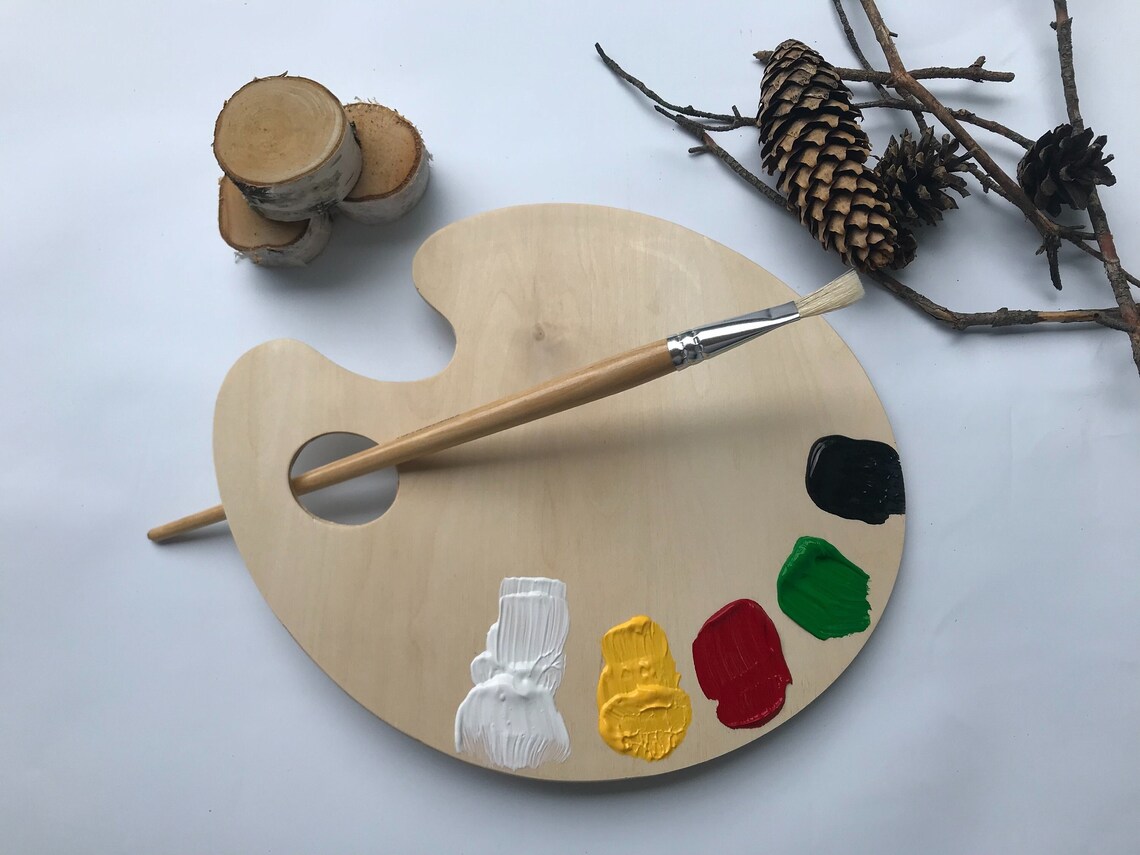 Painters Palette Artist Paint Holder With Thumb Hole Art Class Gift for Painter Plywood Cutout