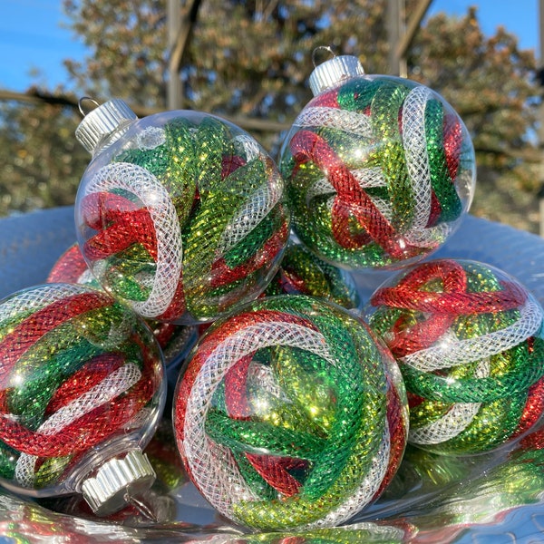 Christmas Ornaments Decorations, Whimsical Red Green Sets Christmas Tree, Whimsy Wreath Home Decor