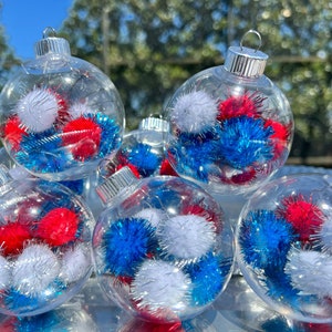 4th of July Ornaments Patriotic Balls Red White Blue Fireworks Home Decorations Tree Mantle Tabletop Summer Decor USA