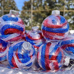 Fourth of July Ornaments Decor, 4th Patriotic Balls, Red White Blue Home Decorations, Independence Day, Summer Party