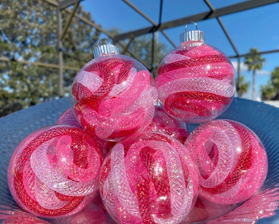 Valentines Day Decor, Valentine's Day Ornaments Tree Decorations, Hot Pink  White Hanging Tree Ornaments 