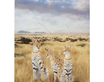 Serval Cats African Savanna Throw Blanket | Gift for Animal Lover | Cat Blanket