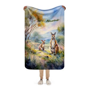 Personalized Wallaby Child&#39;s Blanket | Children&#39;s Blanket | Baby Blanket | Baby Gift | Gift for Kids | Birthday Gift | Kangaroo Blanket