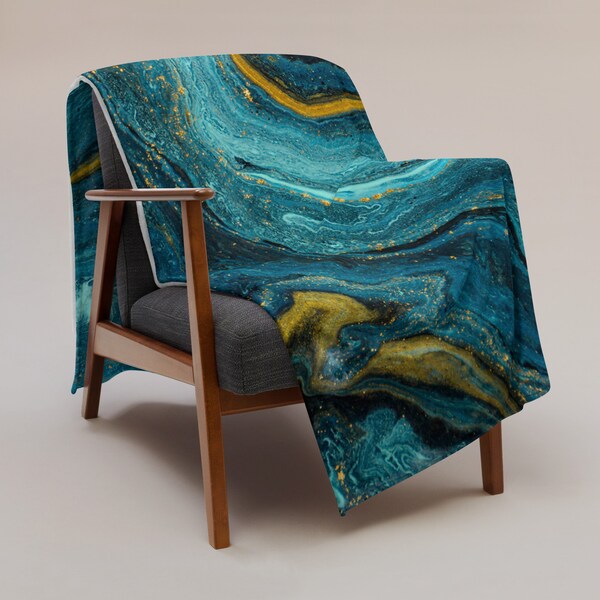 Blue Gold Blanket Etsy
