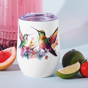 Tropical Hummingbirds Wine Tumbler