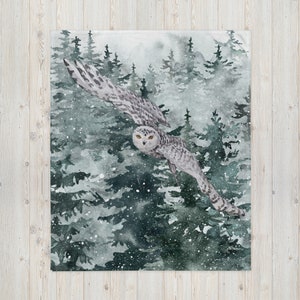 Flying Hunter Winter Owl Throw Blanket