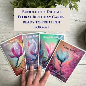 Alles Gute zum Geburtstag Karte Bundle Download Floral Geburtstagswunsch Karte Set Geschenk für Sie Mixed Floral Design PDF Bundle Floral Geschenkkarte Printable
