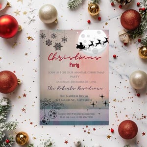 Minimalistische bearbeitbare stilvolle Weihnachtsfeier-Veranstaltungs-Einladungs-Design-Vorlagen-Bundle für festliche Familie und Freunde, die Party versammeln