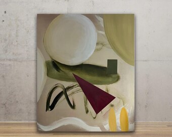 Minimalistische beige abstracte kunstprint: geometrisch acrylschilderij (digitale download)