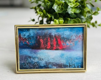 Red Boat Mini Art Print: Framed Canvas Gallery Wall Decor