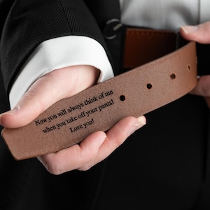 Handmade Personalized Leather Belt - Engraved Genuine Leather Belt - Anniversary Gift for Him - Valentine&#39;s Day Gift for Boyfriend