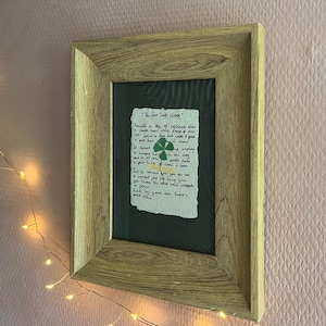 Vero quadrifoglio / Visione vintage dell'amore per se stessi / Carta fatta a mano, tinta naturalmente / Poesia sull'amore per se stessi / Cornice vintage / Arte ecologica