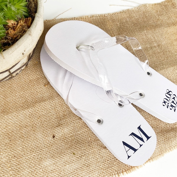 Personalisierte Sommer Flip Flops für Ihre Hochzeitsgäste | Hochzeit Flip Flops Pack | Hochzeit Flip Flops in verschiedenen Größen M und L