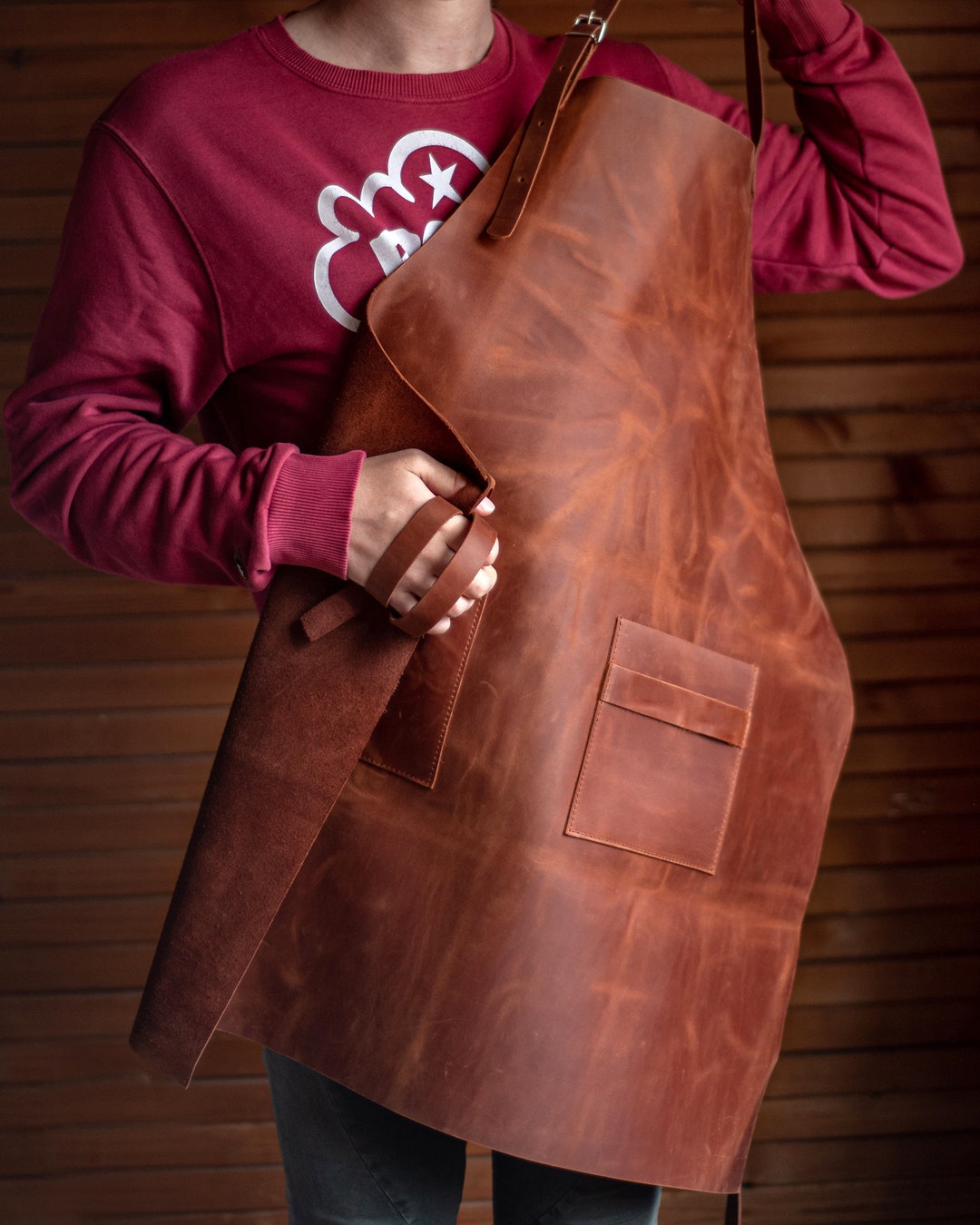 Custom Apron With Pockets Leather Apron for Men Personalized Etsy