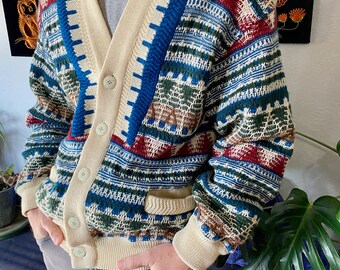 1970's Vintage Tundra Button Down Sweater, Vintage Grandpa