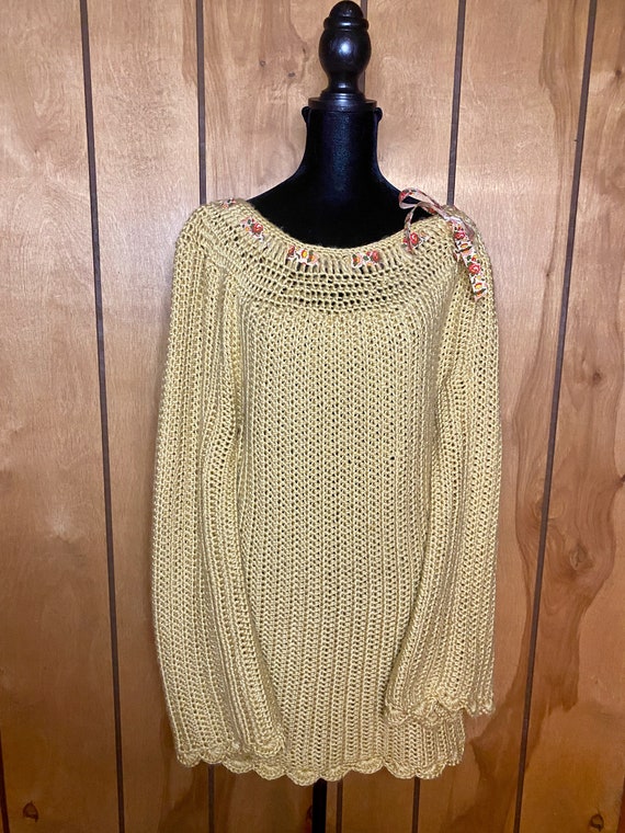 Handmade Vintage Crochet Sweater Dress - image 7