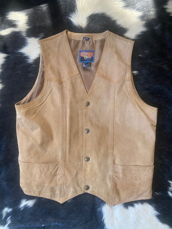 Vintage Cripple Creek Leather Vest, Vintage Wester