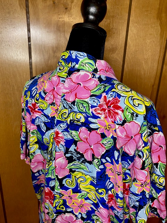 1990's Vintage Hawaiian Shirt, Retro Tropical Shi… - image 7