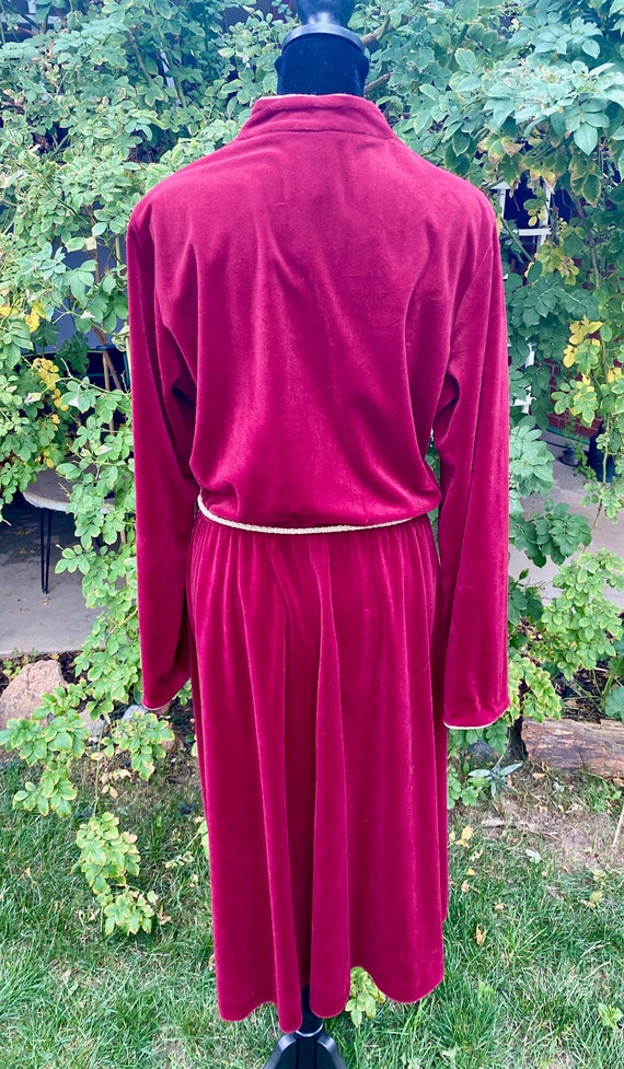 Vintage JSE Inc California Burgundy Velour Dress,… - image 9