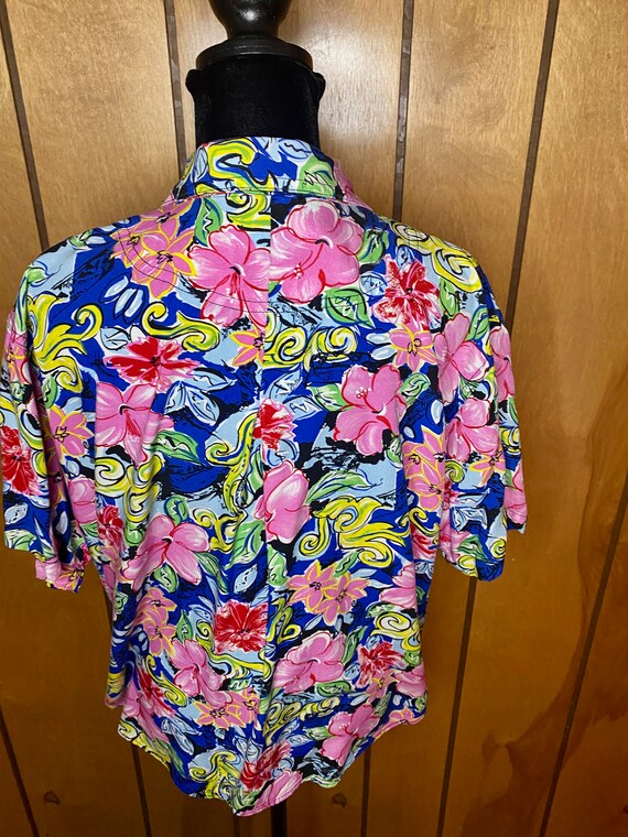 1990's Vintage Hawaiian Shirt, Retro Tropical Shi… - image 8