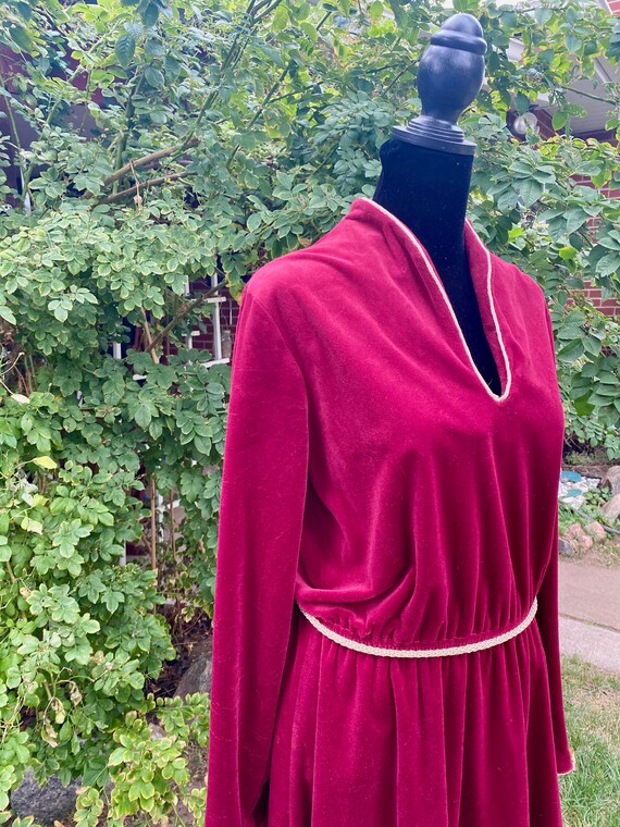 Vintage JSE Inc California Burgundy Velour Dress,… - image 3