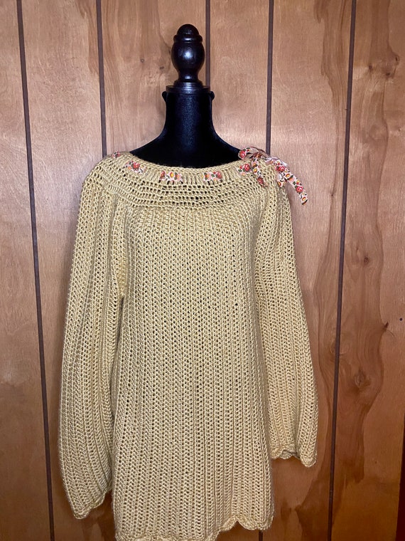 Handmade Vintage Crochet Sweater Dress - image 1