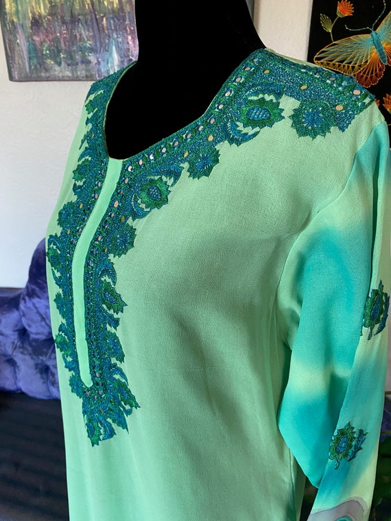 Aanchal Kaftan,Vintage Kaftan, Teal Blue Kaftan D… - image 5