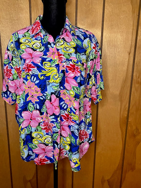 1990's Vintage Hawaiian Shirt, Retro Tropical Shi… - image 1
