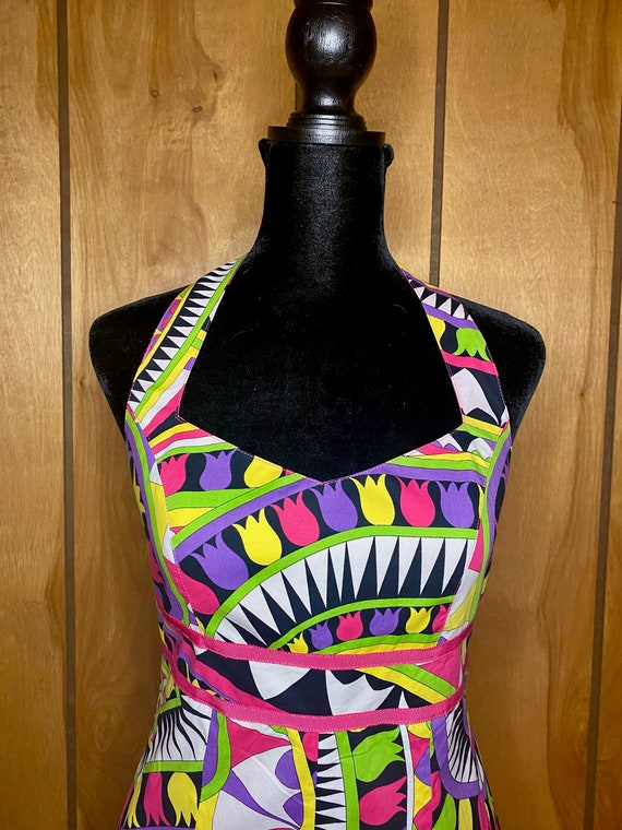 1990's Abstract Print Halter Dress, Fun and Funky… - image 2