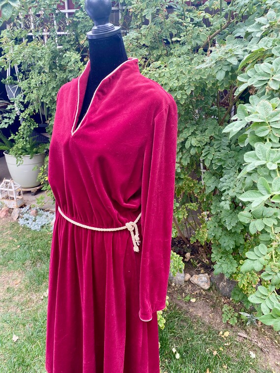 Vintage JSE Inc California Burgundy Velour Dress,… - image 6