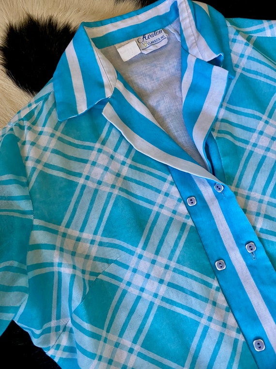 Vintage Avalon Classics Inc. Blue and White Plaid… - image 9