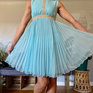 Vintage Lord and Taylor Blue Chiffon Dress, Vintage Evening Wear, Lord and Taylor Blue Chiffon Mini Dress, Formal Wear