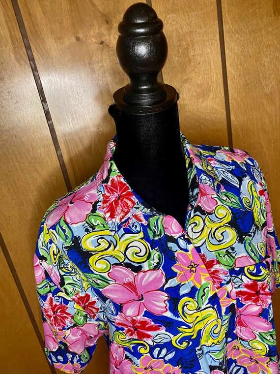 1990's Vintage Hawaiian Shirt, Retro Tropical Shi… - image 6