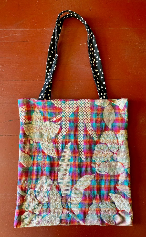 Vintage Handmade Small Tote Bag, Vintage Fabric Ha