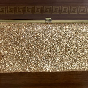 Vintage Gold Sparkle Clutch, Mid Century Evening Bag, Golden Glitter Clutch, Vintage Purse
