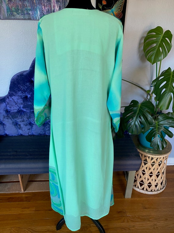 Aanchal Kaftan,Vintage Kaftan, Teal Blue Kaftan D… - image 9