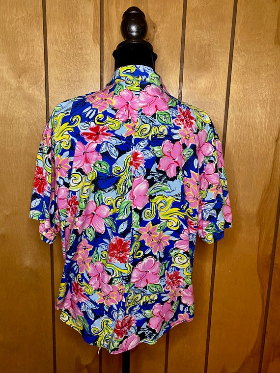 1990's Vintage Hawaiian Shirt, Retro Tropical Shi… - image 9