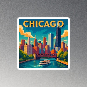 Chicago Fridge Magnet: Iconic Skyline Art, Travel Souvenir