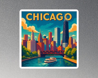 Chicago Fridge Magnet: Iconic Skyline Art, Travel Souvenir