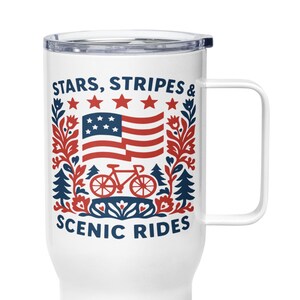 USA Travel Mug: Patriotic Stars & Stripes Bicycle Tumbler