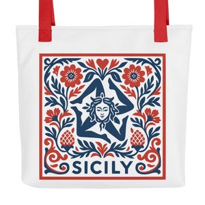 Trinacria Sicily Tote Bag: Italian Travel Gift, Mediterranean Design