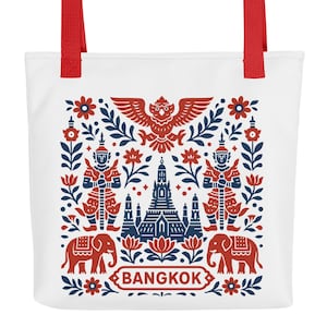 Bangkok Travel Tote Bag: Thai Souvenir with Grand Palace Art
