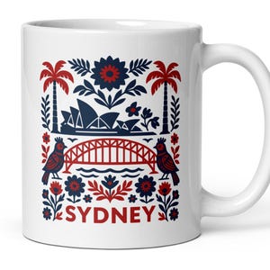 Sydney Australia Coffee Mug: Folk Art Souvenir Gift